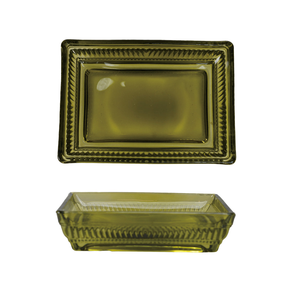 pressed green glass soap dish by Creative Co-Op