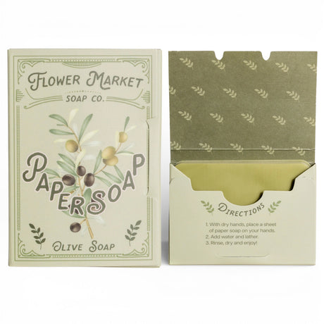 olive scented paper soap sheets travel handwashing leaves portable hand soap booklet