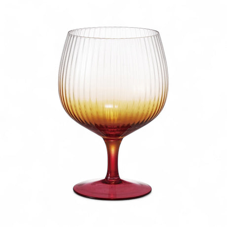 Stemmed fluted goblet with ombre orange finish, 20 oz