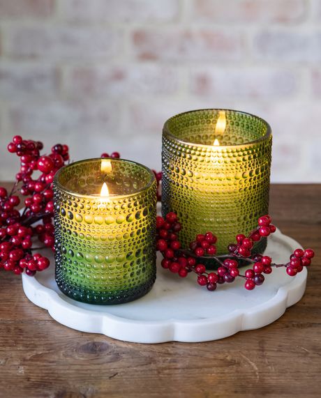 Green LED Beaded Glass Flameless Candle