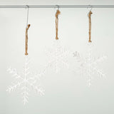 White Paper Pulp Snowflake Ornaments