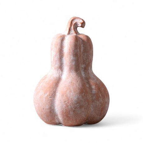 10-inch orange terracotta gourd with rustic finish
