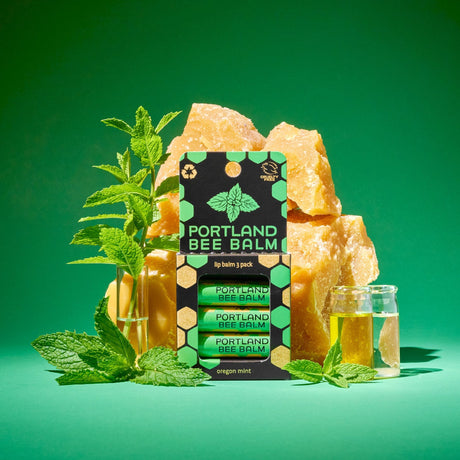 Oregon mint beeswax lip balm with organic oils and peppermint