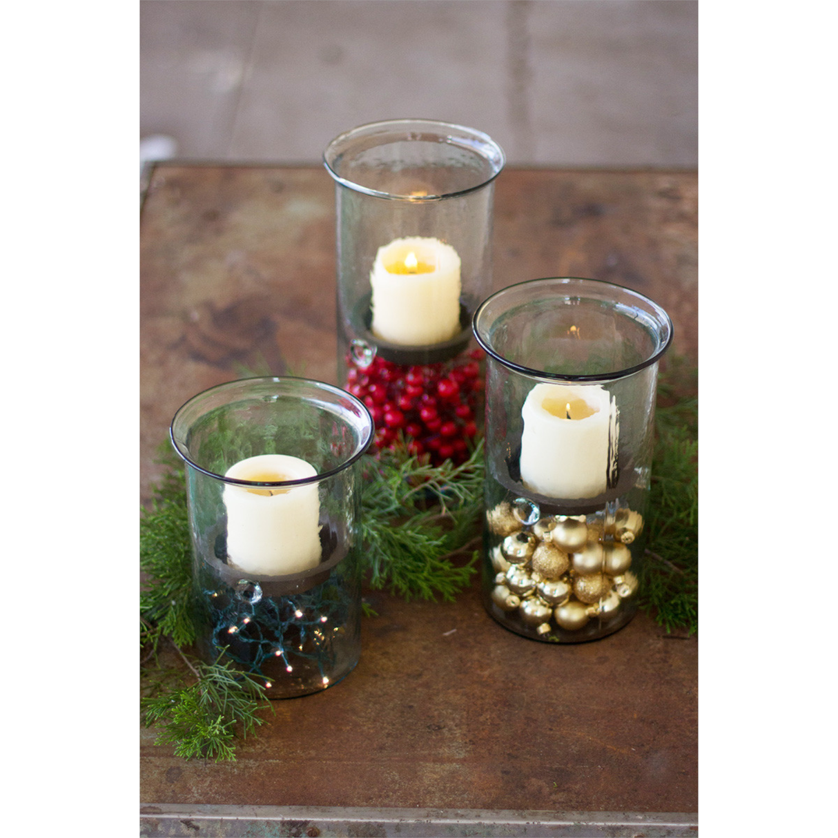 Glass Candle Cylinder with Rustic Insert