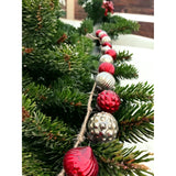 Red & Silver Embossed Mercury Glass Ornament Garland