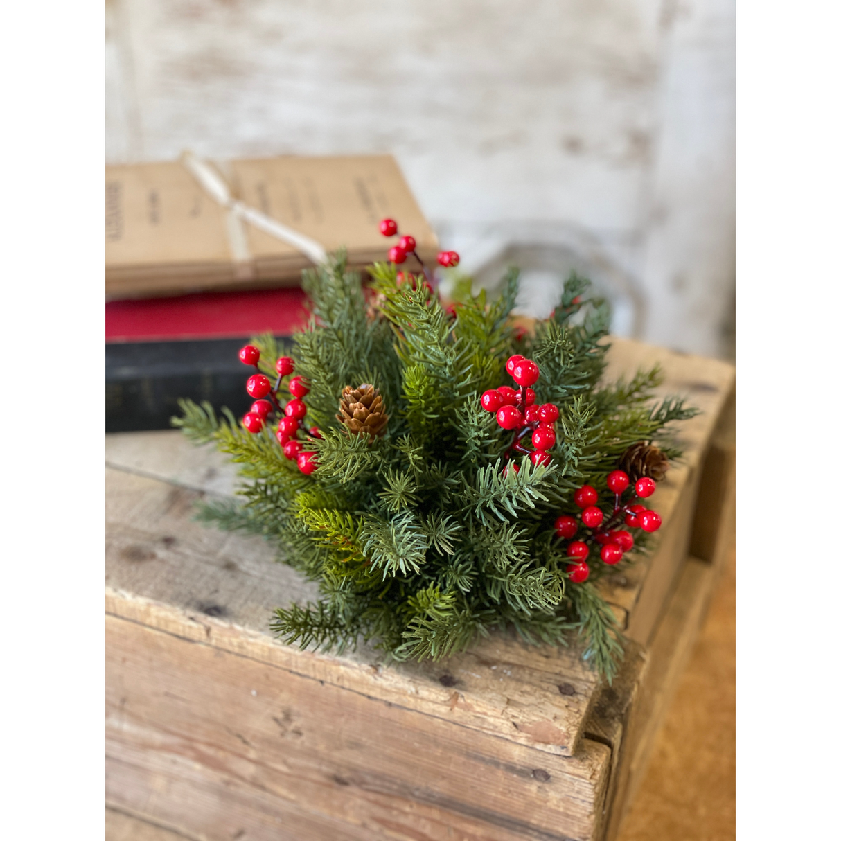 White Spruce with Berries Half Sphere