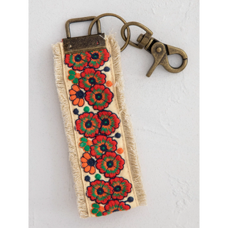 Embroidered Floral Keychains