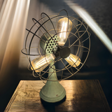 Vintage-Inspired Tri-Bulb Metal Fan Lamp