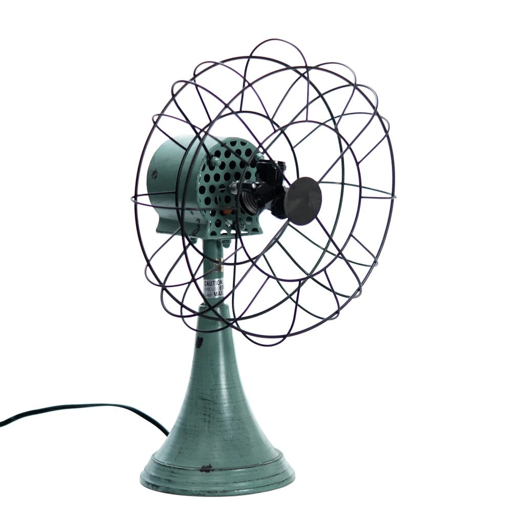 Vintage-Inspired Tri-Bulb Metal Fan Lamp