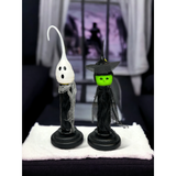 Flameless Halloween Candles on Wood Base