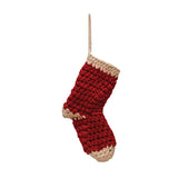 Red and Cream Cotton Crochet Stocking