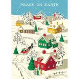 Cavallini Poster with retro snow village print