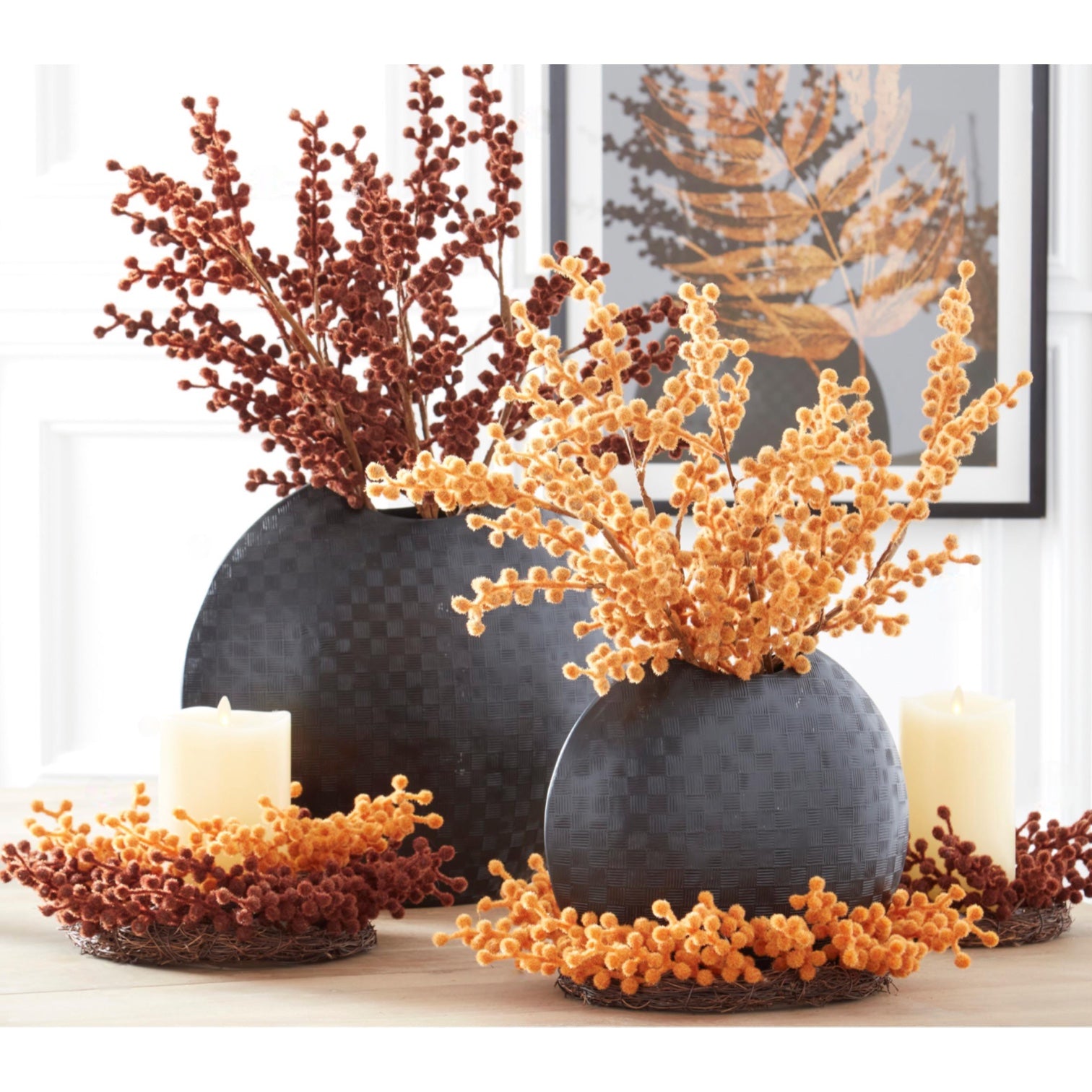 Orange Flocked Berry Candle Ring - Thumbnail 2