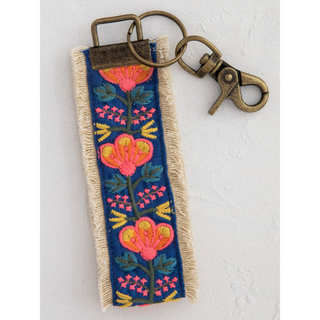 Embroidered Floral Keychains