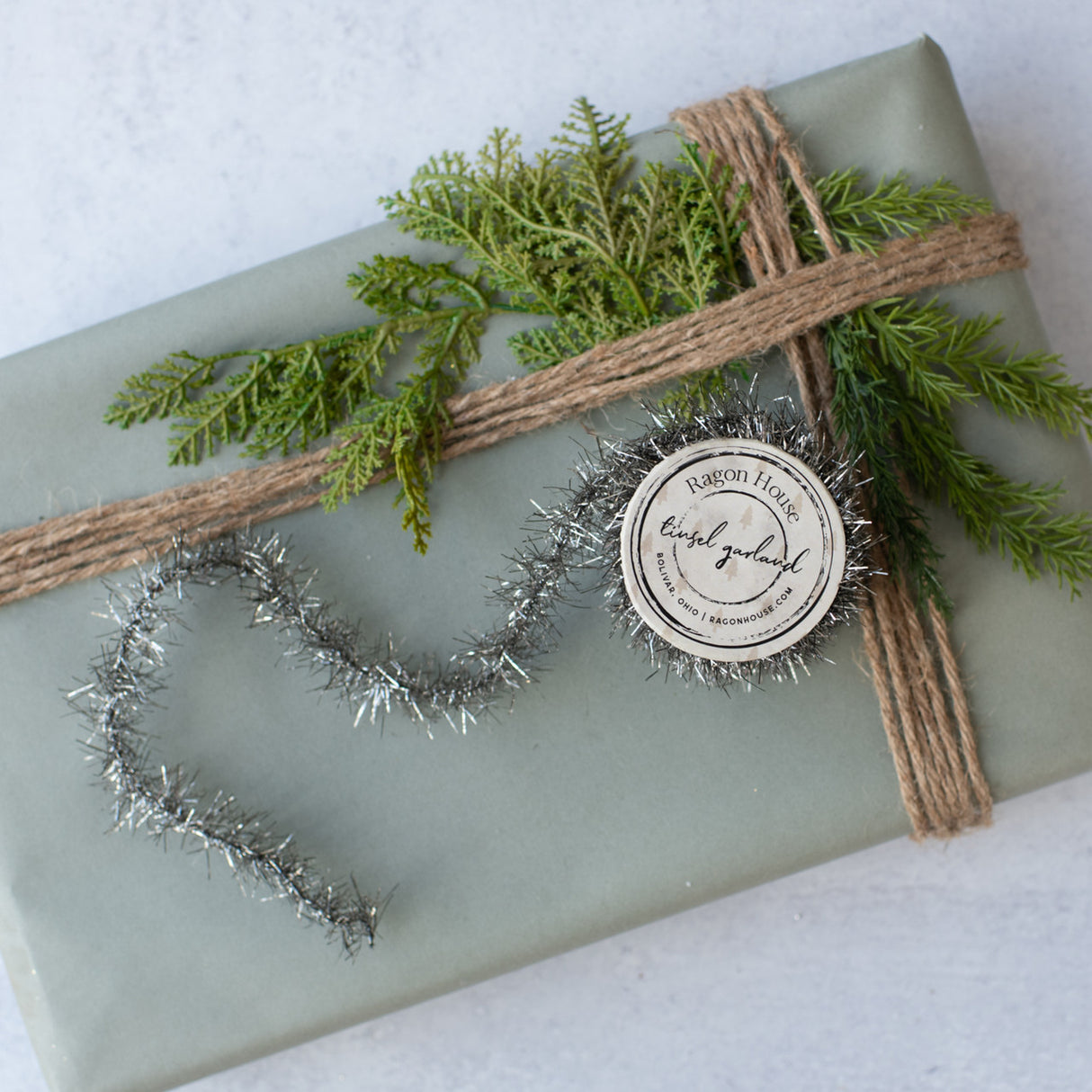 Vintage-Inspired Silver Tinsel Garland Spool