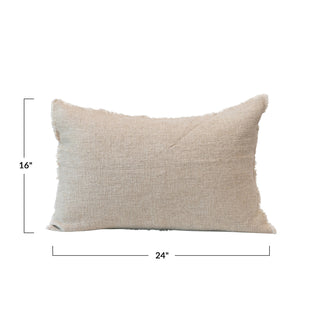Linen Blend Lumbar Pillow w/ Frayed Edges