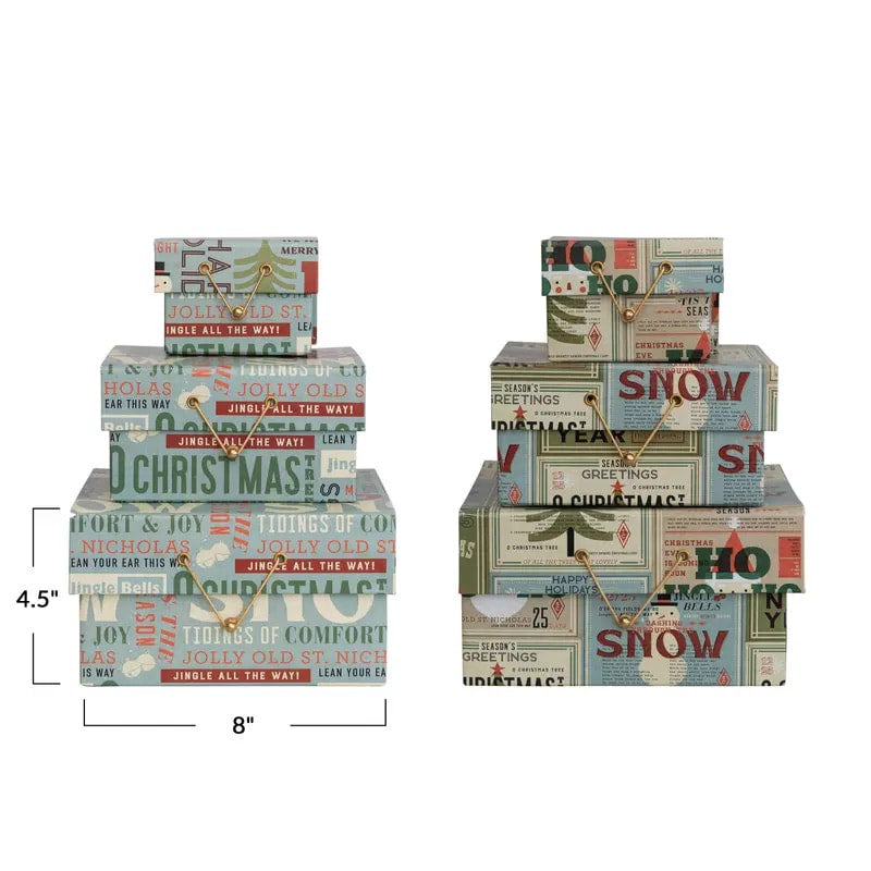 Recycled Paper Gift Boxes with Holiday Greetings