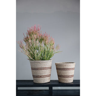 Hand-Woven Seagrass Baskets with Stripes