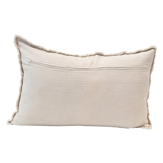 Linen Blend Lumbar Pillow w/ Frayed Edges