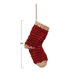 Red and Cream Cotton Crochet Stocking