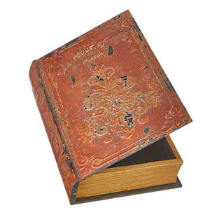 Antiqued Brown/Red Book Box