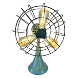 Vintage-Inspired Tri-Bulb Metal Fan Lamp