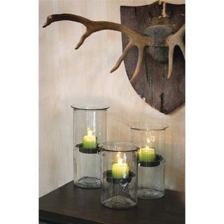 Glass Candle Cylinder with Rustic Insert
