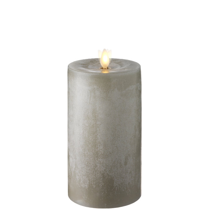 Moving Flame Grey Chalky Pillar Candles