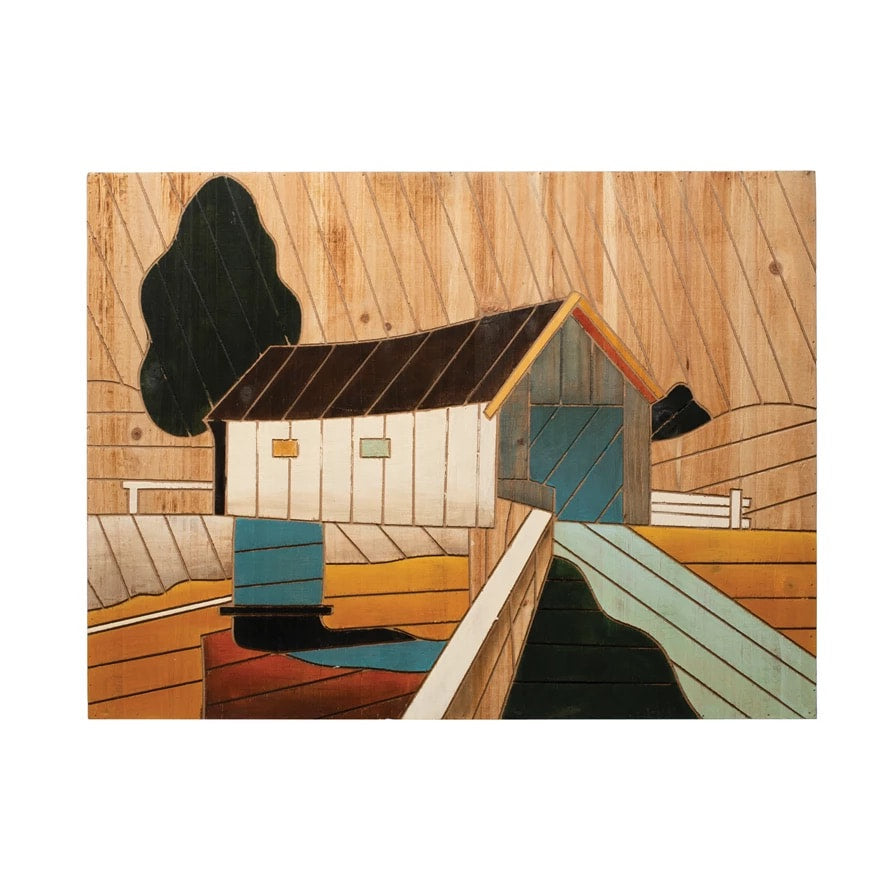 Wood Barn Scene Wall Hanging