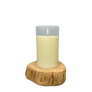 Flameless Ivory Glass Pillar Candles