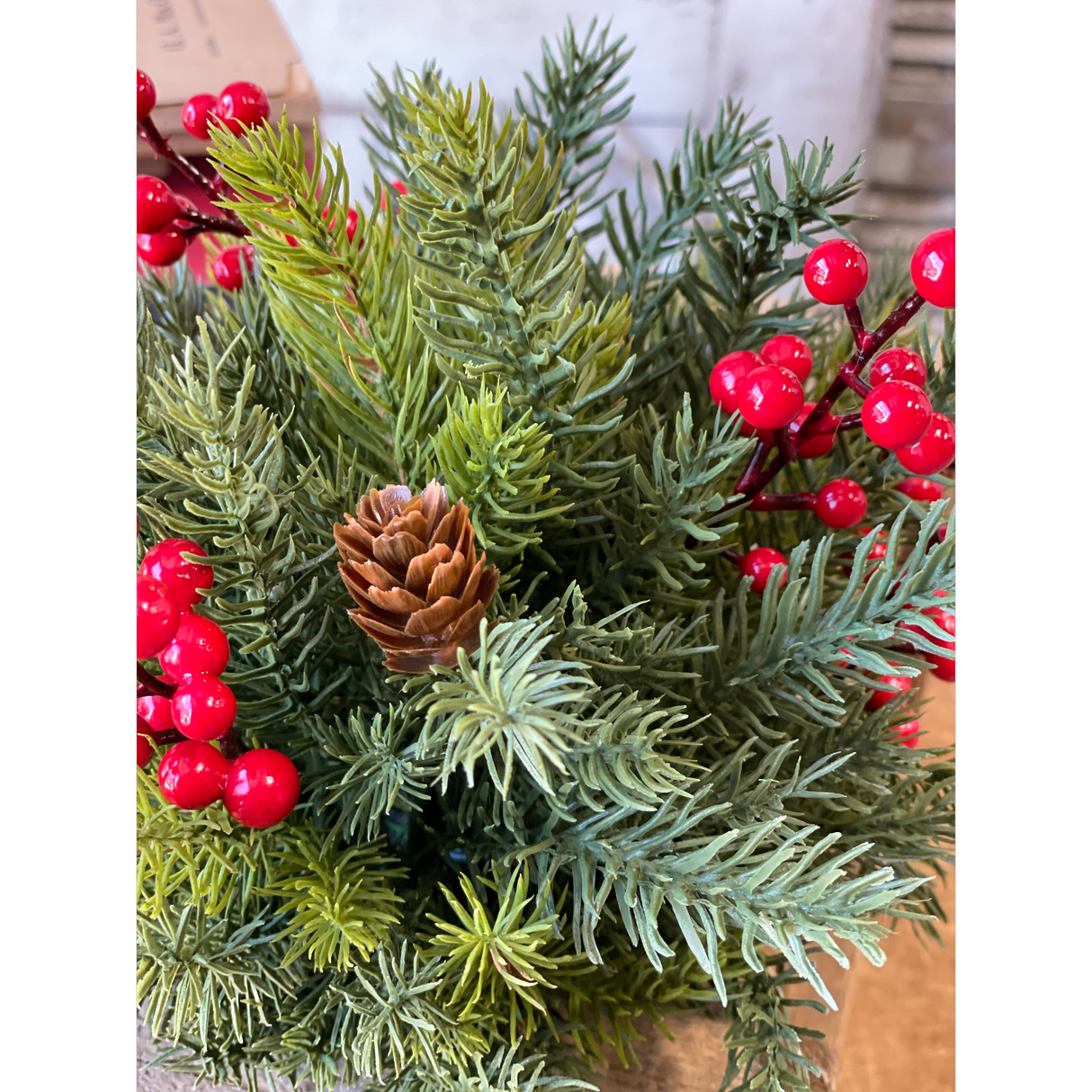 White Spruce with Berries Half Sphere