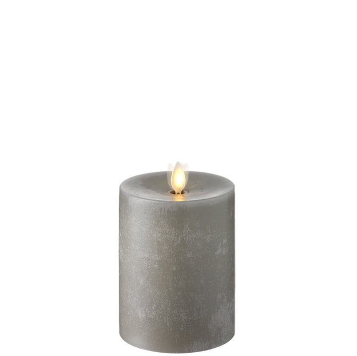 Moving Flame Grey Chalky Pillar Candles