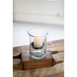 Glass Candle Cylinder with Rustic Insert