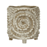 Textured Stoneware Footed Planter with Swirl Pattern