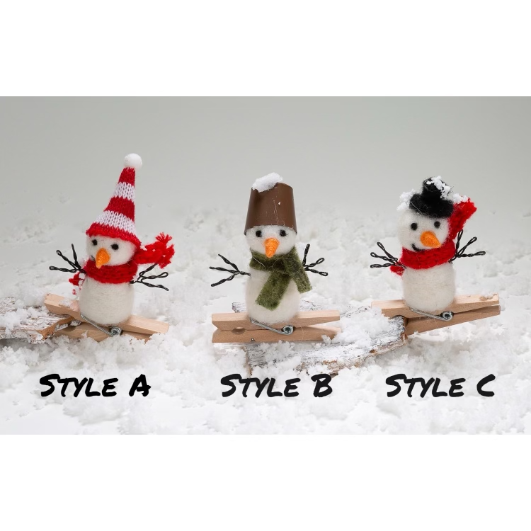 Felt Snowmen Critters on Clips