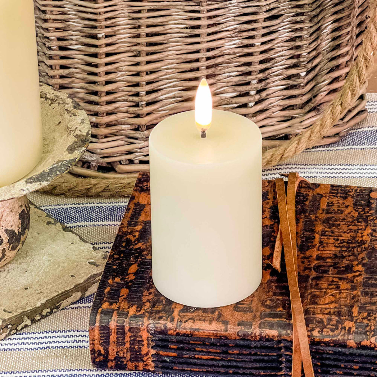 Flameless Ivory Pillar & Taper Candles