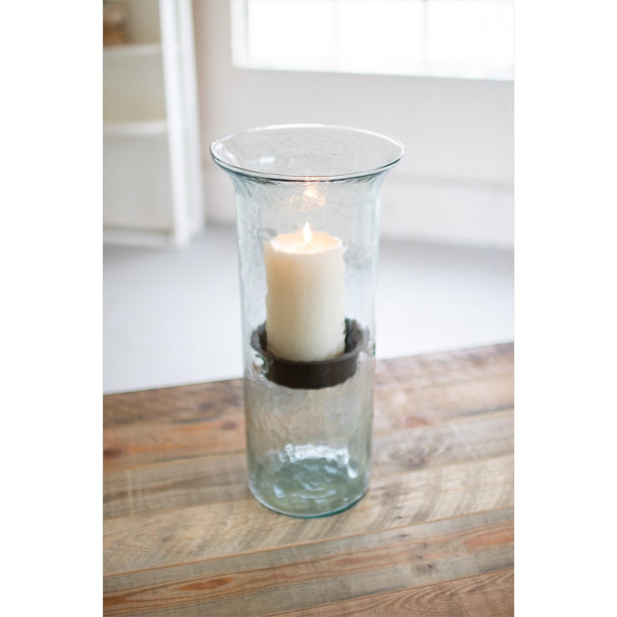 Glass Candle Cylinder with Rustic Insert