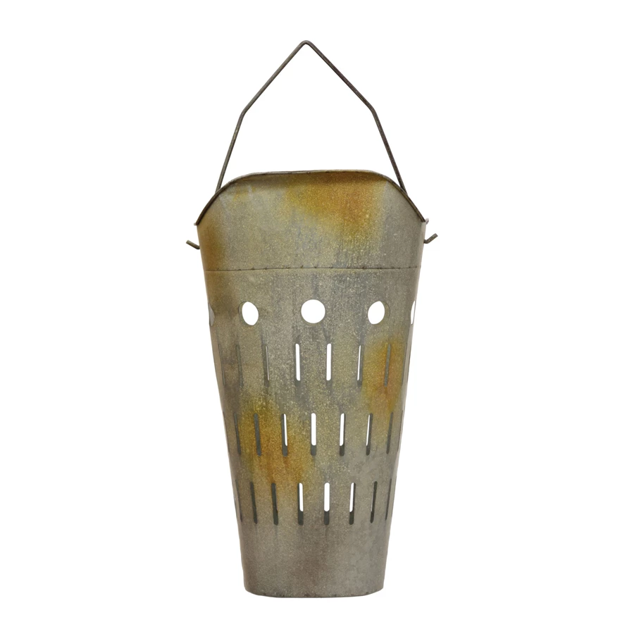 Distressed Metal Olive Bucket