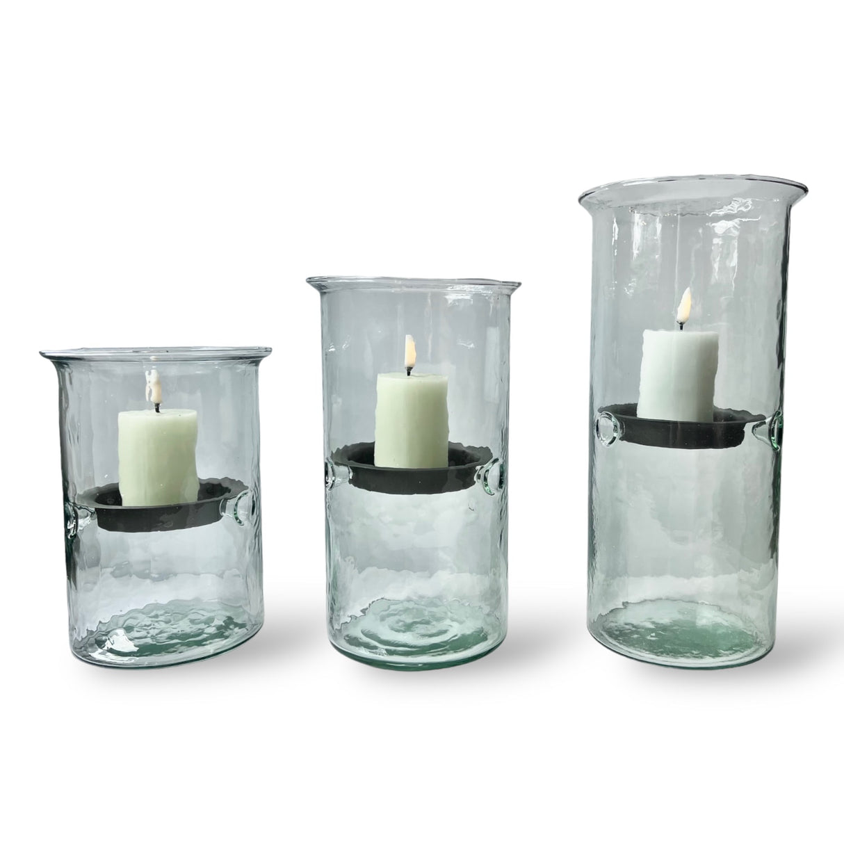 Glass Candle Cylinder with Rustic Insert