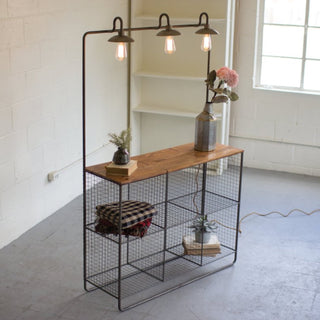 Light Display Shelf with Wire Cubbies