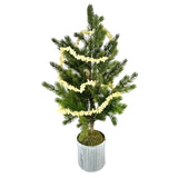 Potted Evergreen Tree in Textured Galvanized Pot