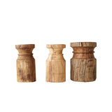 Reclaimed Wood Carved Candle Holders