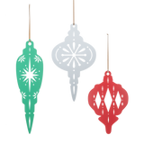 Oversized retro metal Christmas ornament in 3 styles