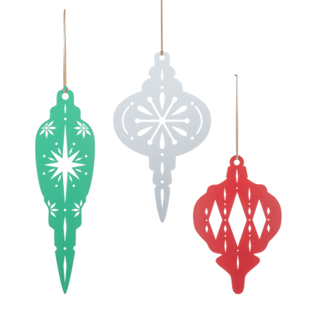 Oversized retro metal Christmas ornament in 3 styles