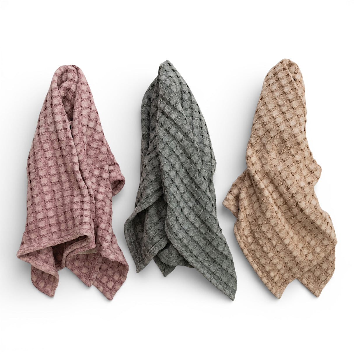 oversized waffle weave cotton tea towel stonewashed kitchen towel 34x22 textured cotton dish towel