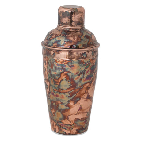 Stainless steel cocktail shaker with oxidized copper finish, 16 oz