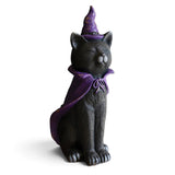 Painted Resin Black Cat with Purple Hat