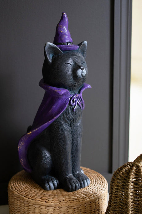 Kalalou painted resin black cat Halloween decoration