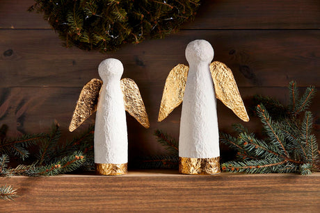 paper mache gold accent angels by mud pie