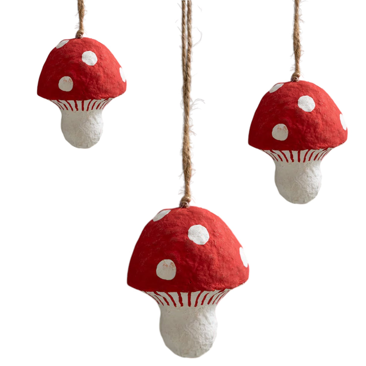 red mushroom paper mache Christmas ornament